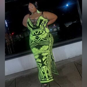 Bad Gal Bandage Maxi Dress - LIME